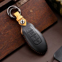 handmade leather car key case cover protector for nissan patrol y62 altima maxima for infiniti g37 q60 qx50 qx70 accessories