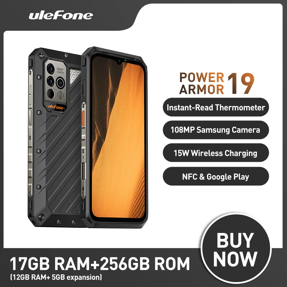 Ulefone Power Armor 19 Global Rugged Phone 4G Smartphone 66W 9600mAh Android 12 Moblie Phone 17GB RAM 256GB ROM Smartphone