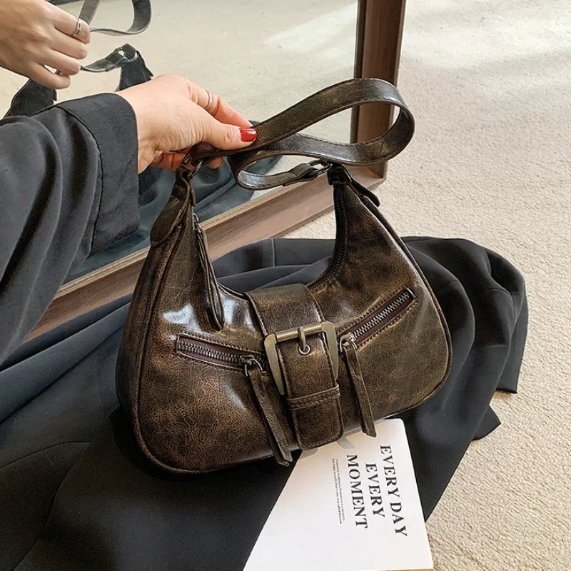 Ретро дизайн ремня из искусственной кожи сумки на плечо для женщин 2024 Y2K