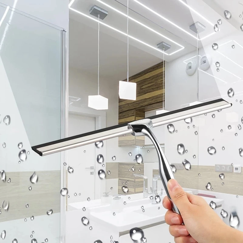 Stainless Steel Window Squeegee Glass Wiper Cleaning Set Window Scraper Cleaner For Shower Car Mirror Kitchen Bathroom Floor