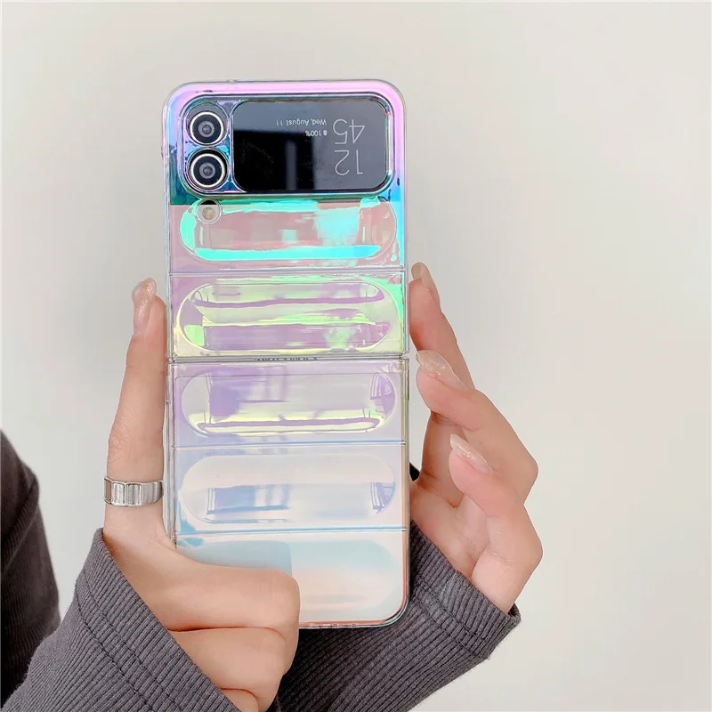

Fashion Laser Gradient Color Phone Case for Samsung Galaxy Z Flip 3 Z Flip 4 Hard PC Back Cover for ZFlip3 ZFlip4 Case Shell