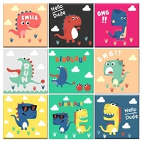 chenistory oil painting by number for kids dinosaur drawing on canvas diy pictures by numbers cartoon animal kits home decor gif