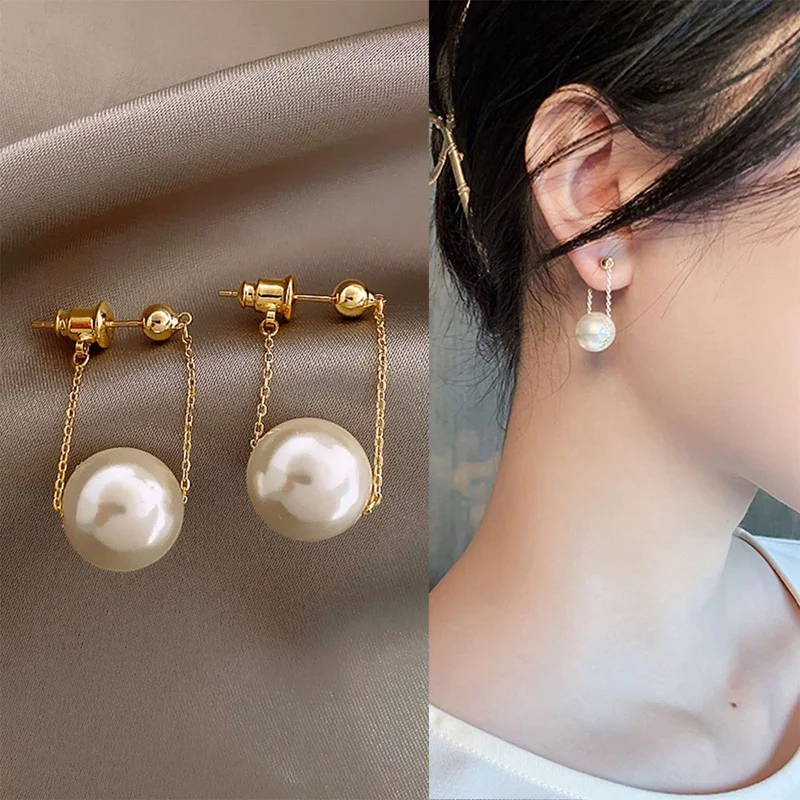 

Simple Elegant Small Pearl Pendant Earrings For Woman 2020 New Fashion Jewelry Party Ladies' Unusual Dangle Earrings Accessories