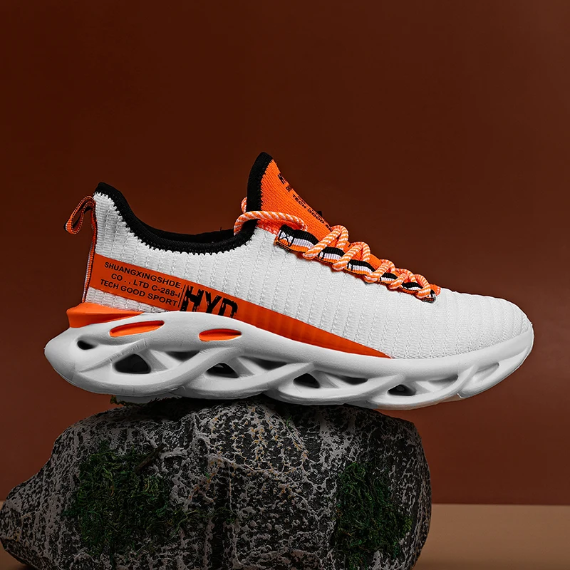 JIEMIAO Large Size Fashion Men Running Shoes Mesh Breathable Athletic Man Sneakers Light Anti-skid Sport Jogging Casual Shoes