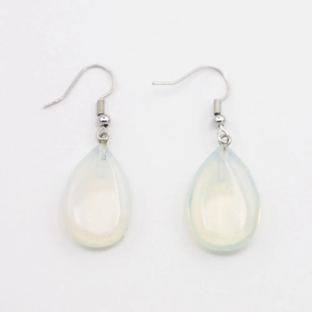 

1Pair New Natural Stone Opal Flat Water Drop Earrings Pendants Diy Dangle Charms Women Party Wedding Fashion Jewelry Wholesale