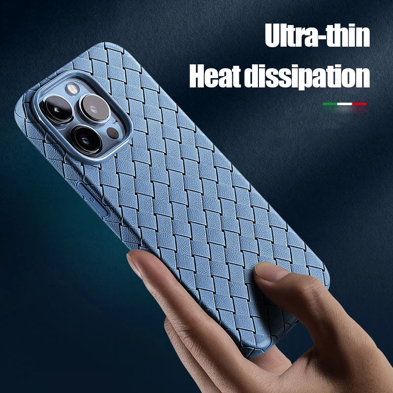 

Тканый кожаный чехол с рисунком для IPhone 12, чехол для телефона 13, 14 Promax, полная упаковка 11, XS, XR, силиконовый мягкий чехол с рассеиванием тепла