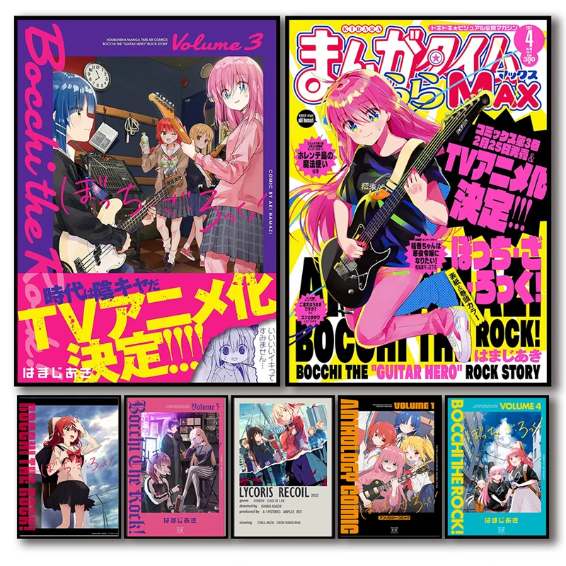 

Постер Mnaga Bocchi the Rock, эстетическая музыка, ТВ, аниме-фигурка, рисунок на холсте, настенная роспись, кавайный декор для комнаты, украшение для дома