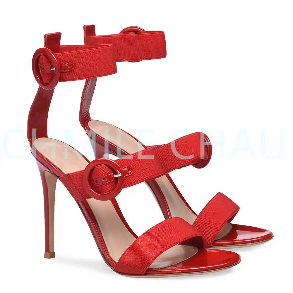 Gladiator Rome Elegant Luxury Designer Women Sandals Buckles Ankle Strap Stiletto High Heel Sexy Party Plus Size Shoe 199-CHC-31