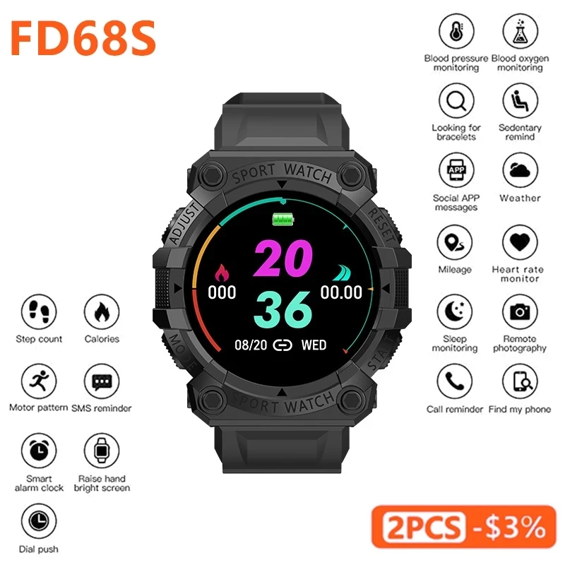 

FD68S New Smart Watch Men Women Bluetooth Smartwatch Touch Smart Bracelet Fitness Bracelet Connected Watches for IOS Android