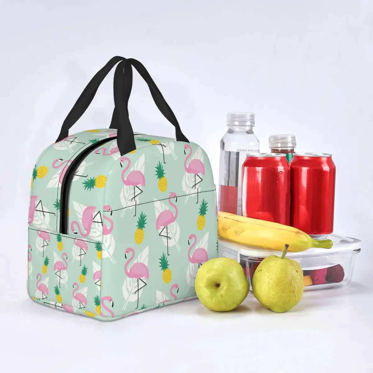 

Lunch Bag for Men Women Pineapple Flamingo Thermal Cooler Bag Portable Picnic Cute Fruit Canvas Lunch Box Food Storage Bags