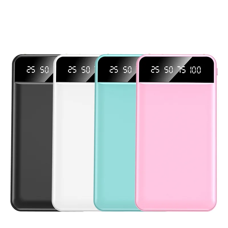 

New creative colorful high-capacity power bank 20000 mAh portable power bank 2.1A output with LED lights and digital display