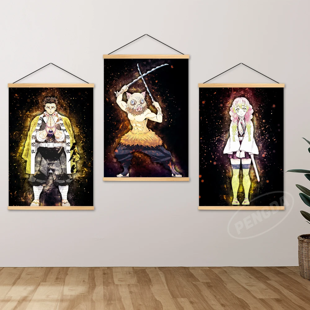 

Настенная Картина на холсте с изображением рассекающего демонов аниме, Декор для дома Nezuko Kyoujurou, подвесная картина Obanai, деревянная картина т...