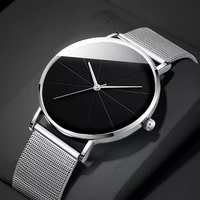 2022 minimalist mens fashion watches simple men business ultra thin stainless steel mesh belt quartz watch relogio masculin