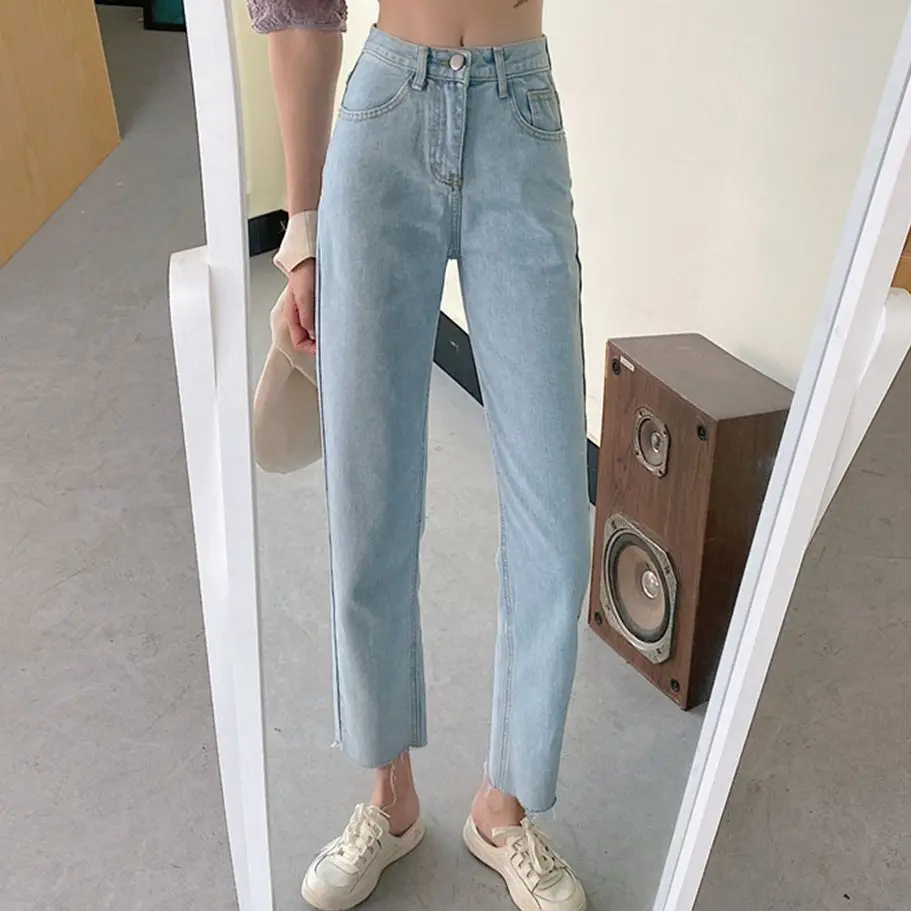 

Hzirip Chic Slim-Fit Denim Pants High Quality Fashion Loose New All Match Jeans 2022 Summer Casual Straight Jeanswear Hot OL