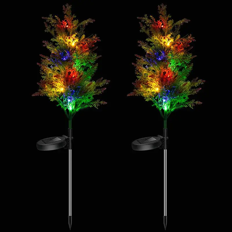 

2PCS outdoor waterproof solar light, pine and cypress tree, 8LED color lawn, garden, courtyard landscape decoration light