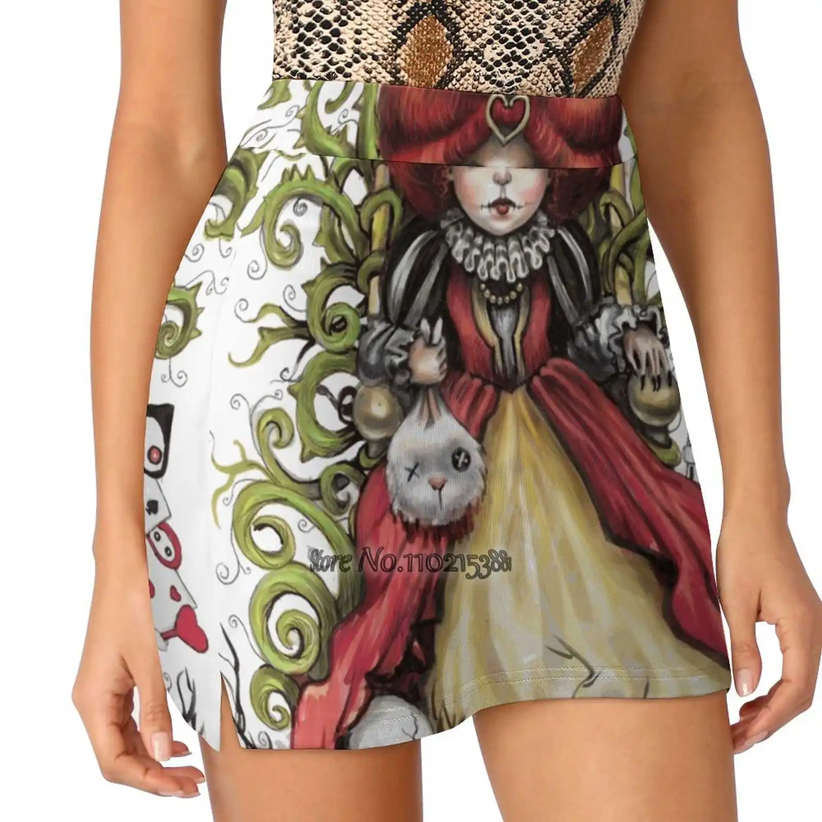 

The Red Queen S-4Xl Tennis Skirts Golf Fitness Athletic Shorts Skirt With Phone Pocket Alice In Queen Of Hearts Red Queen