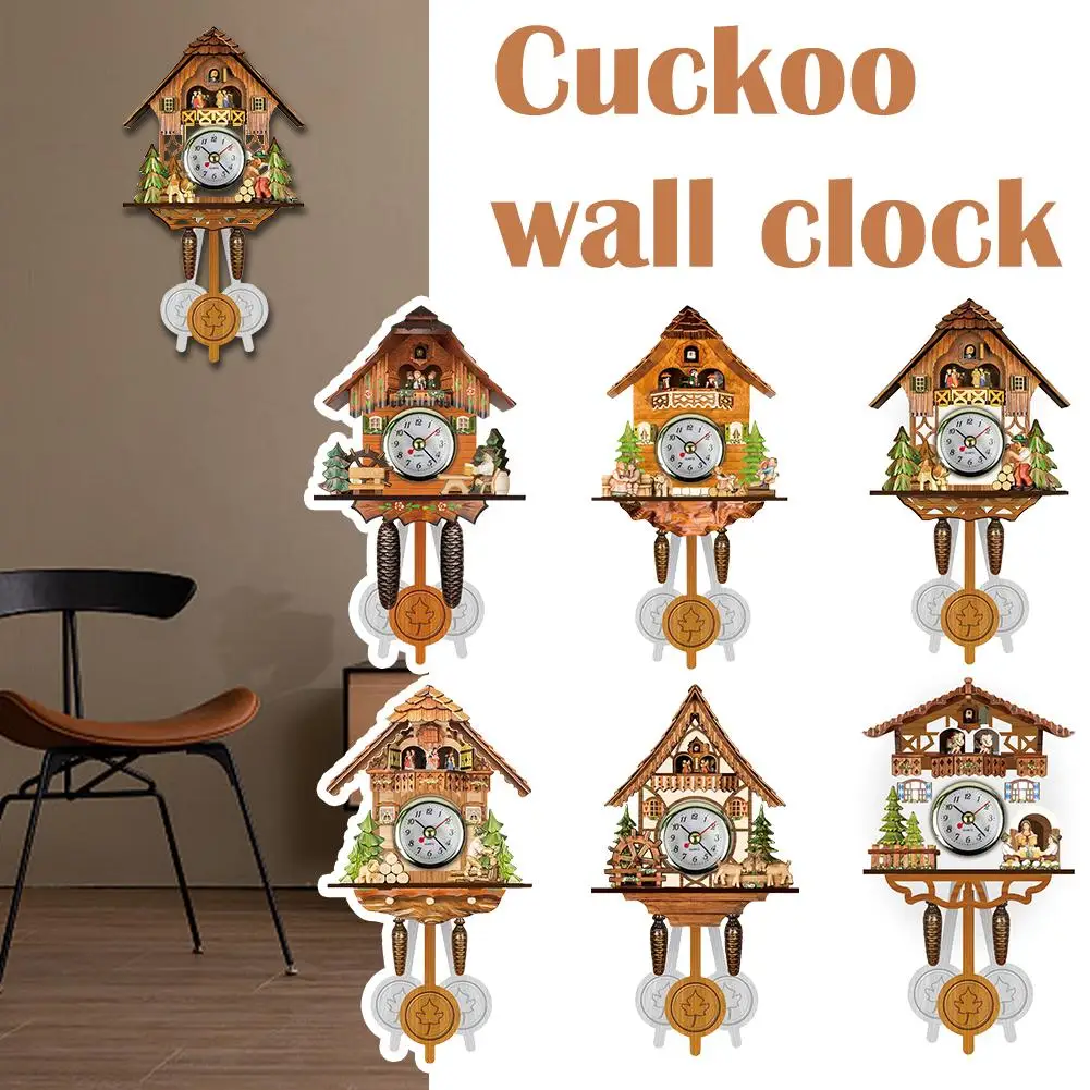 

Wooden Cuckoo Wall Clock Bird Bell Swing Alarm Watch Room Bedroom Home Decor Art Pendant Crafts Living U6X1