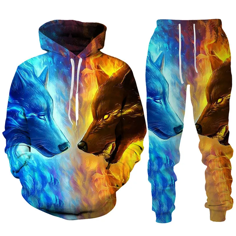 

Classical Wolf 3D Print Hoodie/Pants/Suit Fashion Couple Outfits Jogging Sportswear Tracksuit Set Personality Men Women Clothing