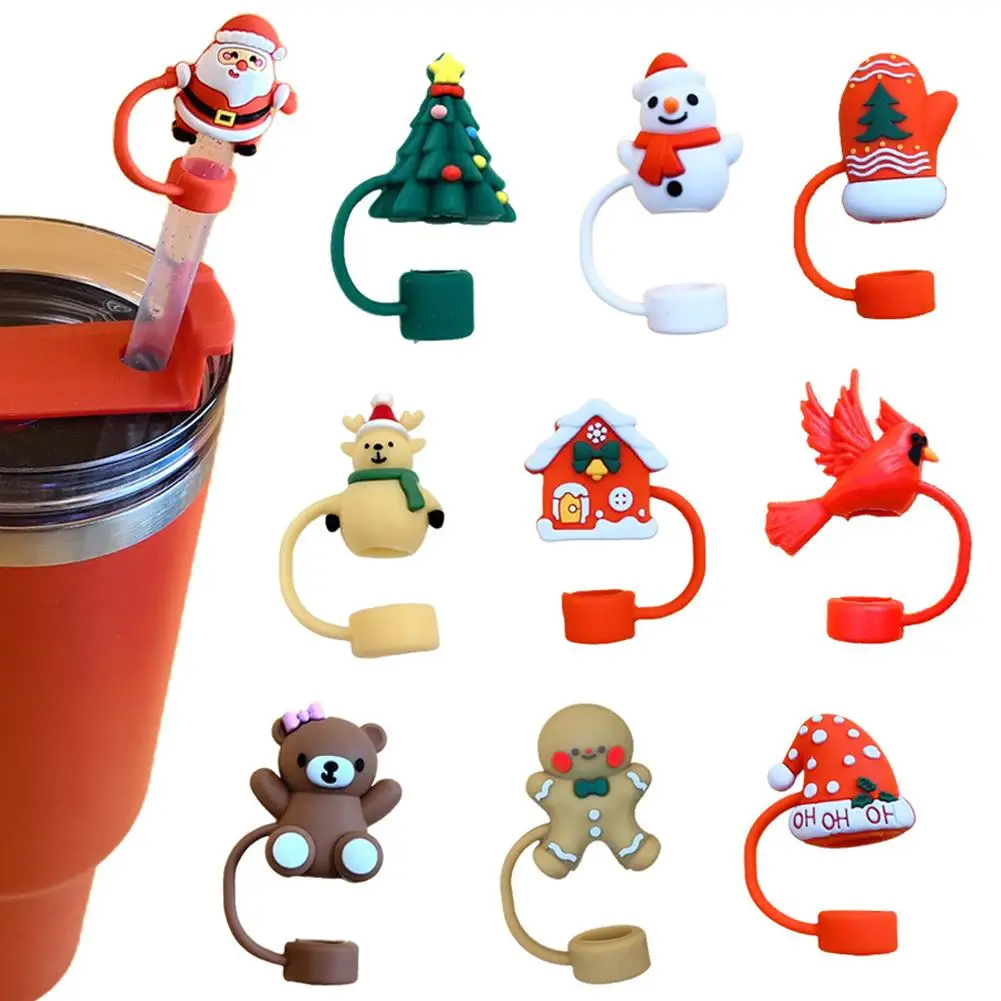 Рождественские силиконовые соломинки с героями мультфильмов для диаметром 10 мм