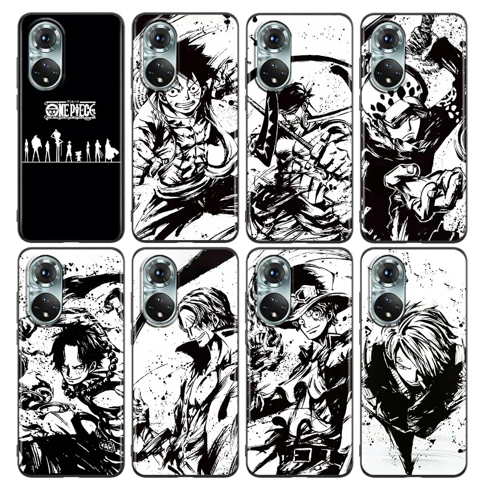 

One Piece Black and White Anime For Honor 50 Case Huawei Honor 50 30i 20 20i 10 9c 9X 8X Pro Lite Nova 8i 9 Y60 Soft Cover Coque