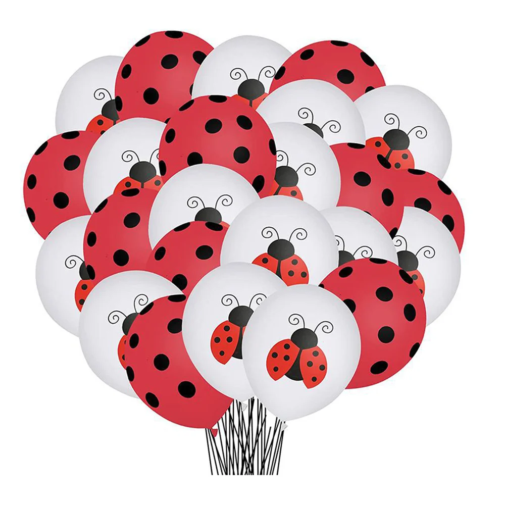 

48 Pcs Ladybug Themed Balloon Baby Shower Decorations Decorating Birthday Jungle Emulsion Party Miss Balloons