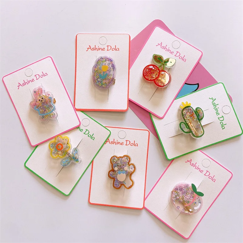 

Korean Kids Sweet Creative Quicksand Transparency Hair Pin Summer Fruit Hair Clips Headwear Girls Kids Hair Accessories