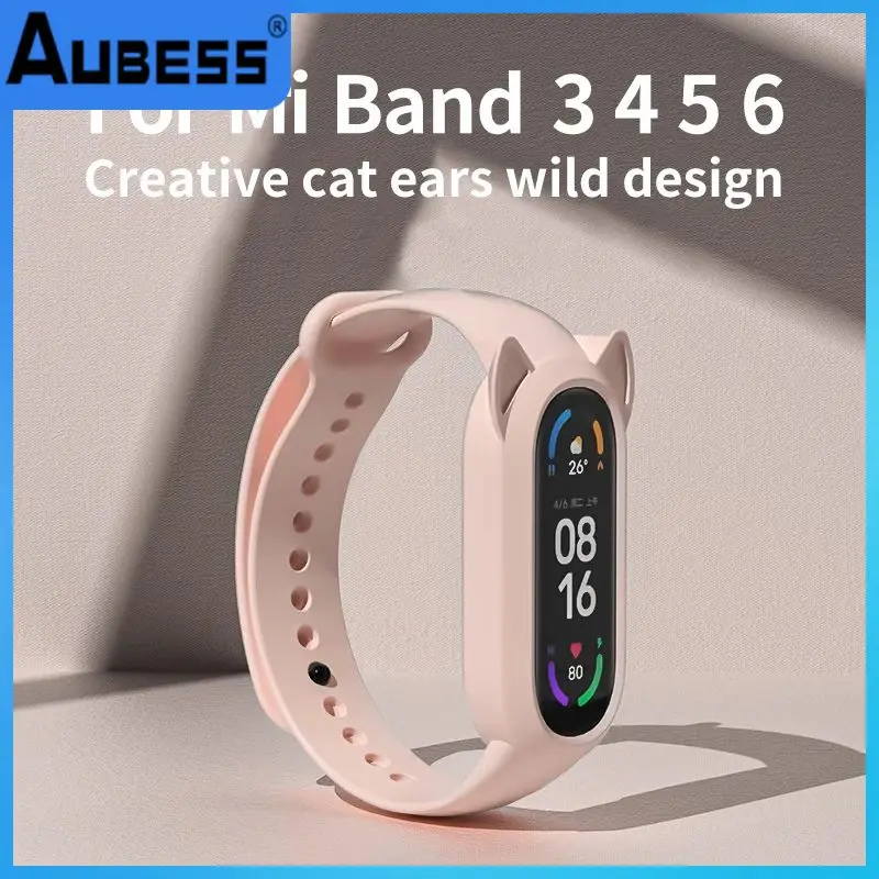 

Strap For Xiaomi Mi Band 6 5 4 3 TPU Kawaii Cat Ear Wristband Silicone Replacement MiBand 6 5 Bracelet Mi Band Cute Straps