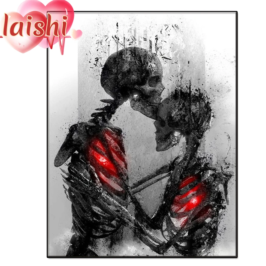 5D Скелет сделай сам креативная круглая алмазная живопись для пар вышивка