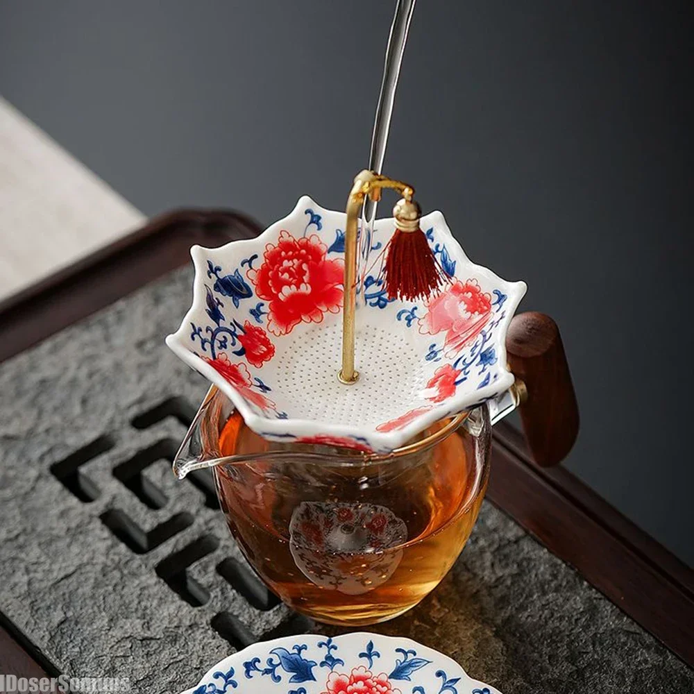 Сине-белые зонтики чайные фильтры керамические украшения для чайной церемонии