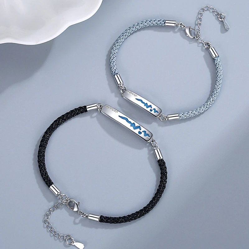 

2 Pcs Alloy Couple Bracelets Bangles Adjustable Chain Wristband Temperature Change Color Mood Matching Bracelet Men