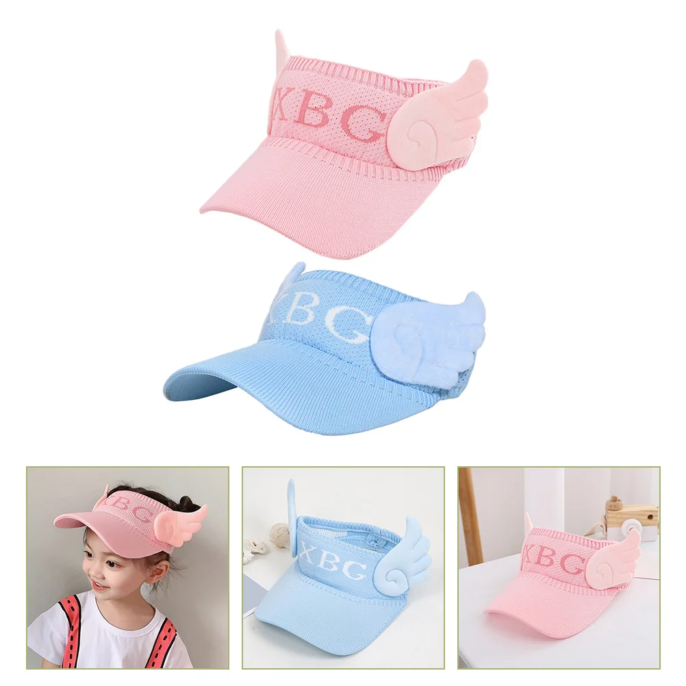 

2Pcs Kids Summer Sun Protection Hat Fashion Large Brimmed Beach Hat for Girls