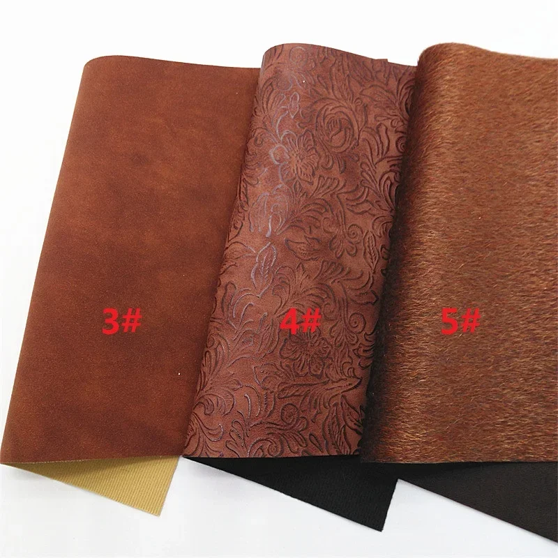 Коричневый объемный блестящий кожаный лист зеркальная фотокожа цветочный