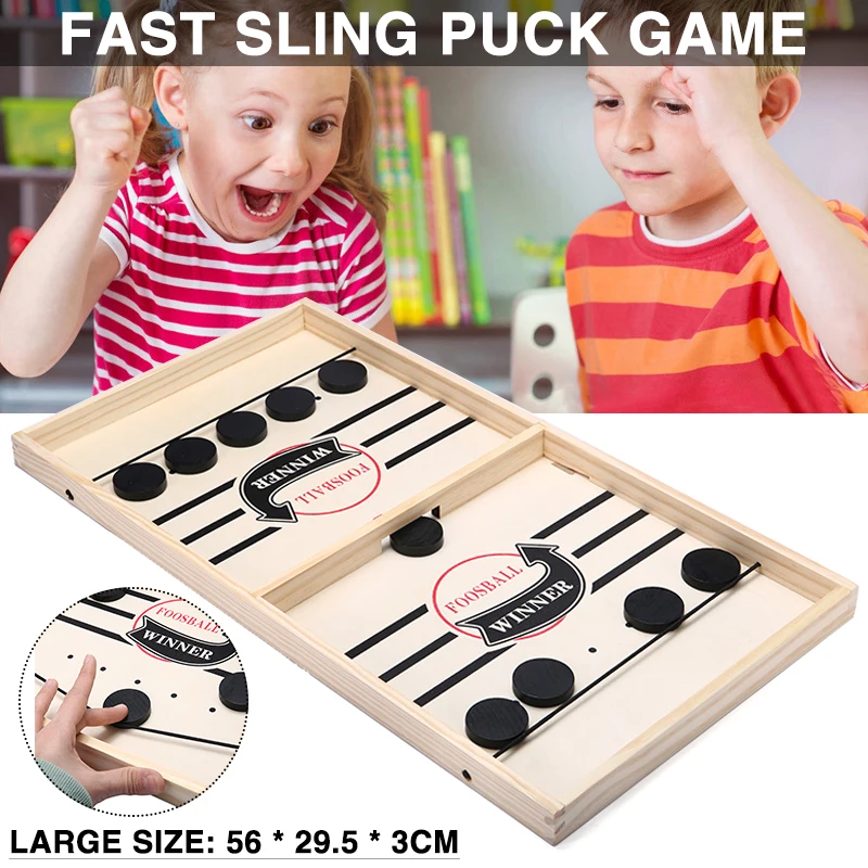 

37/56CM Fast Sling Puck Game Wooden Board Table Hockey Game Catapult Chess For Adult Child Family Games Party Toys