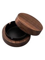 ashtrays walnut wood ashtrays with lid covered windproof ashtray with stainless steel liner indoor outdoor ash tray for home