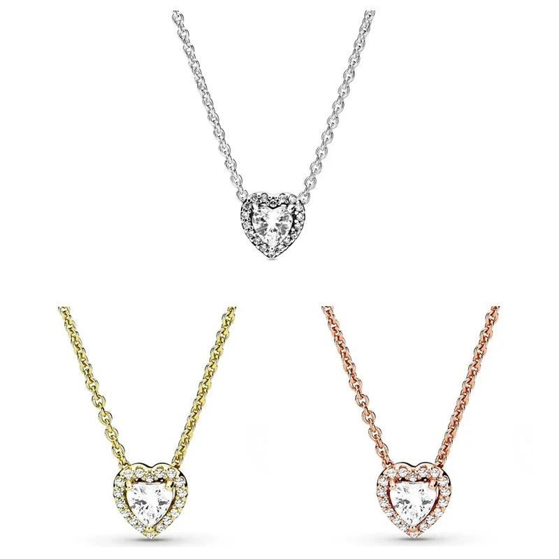 

Женское ожерелье из серебра 925 пробы с подвесками в форме сердца с кристаллами