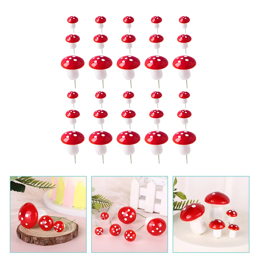 

30 Pcs Mushroom Cake Toppers DIY Decor Cupcake Dessert Insert Birthday Picks Foam Inserts Baby Hat