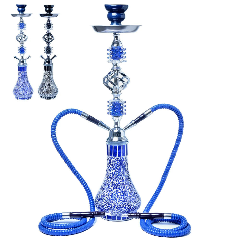 

1Set Glass Hookah Double Tube Shisha Tube With Carbon Clip Hookahs Bowl Arab Chicha Smoking Accessories Cigarette For Party Man