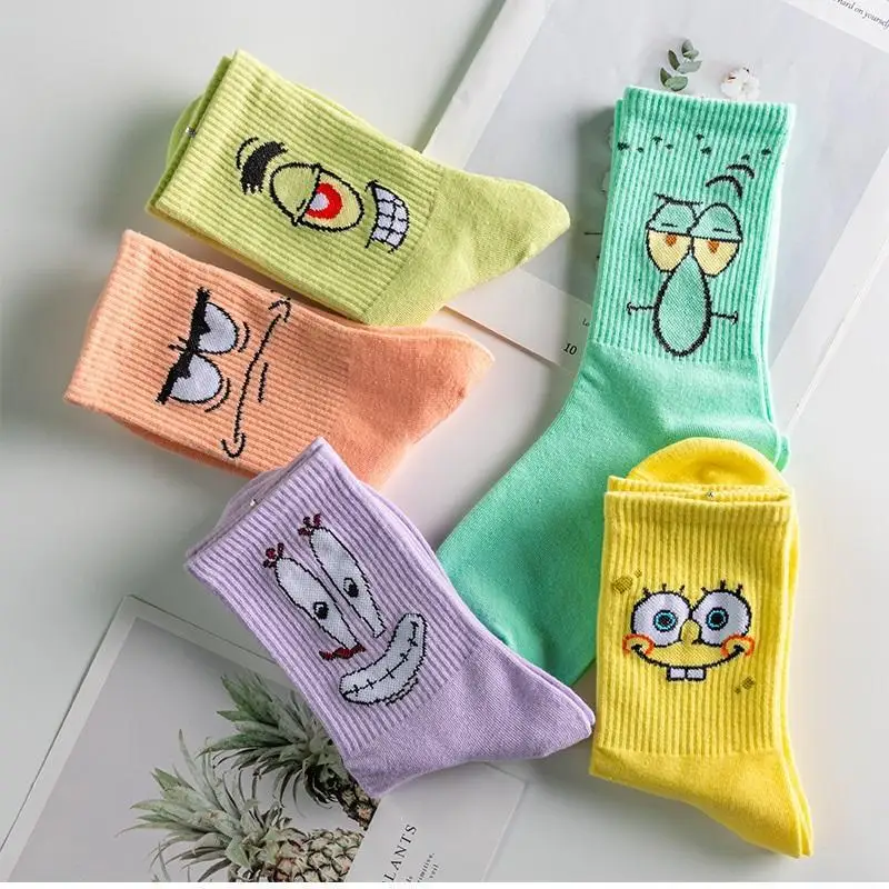 Kawaii Men Socks Happy Funny Cartoon Socks Cotton Casual Couples Socks Harajuku Hip Hop Socks Lolita Cartoon Chaussettes Unisex