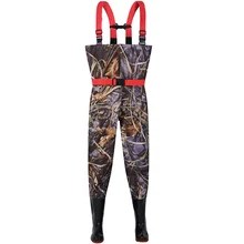 1mm Thickness Outdoor Breathable Rompers Waterproof Nylon PU Camo Wading Pants Men Women Fishing Wader Boots Overalls Trousers 