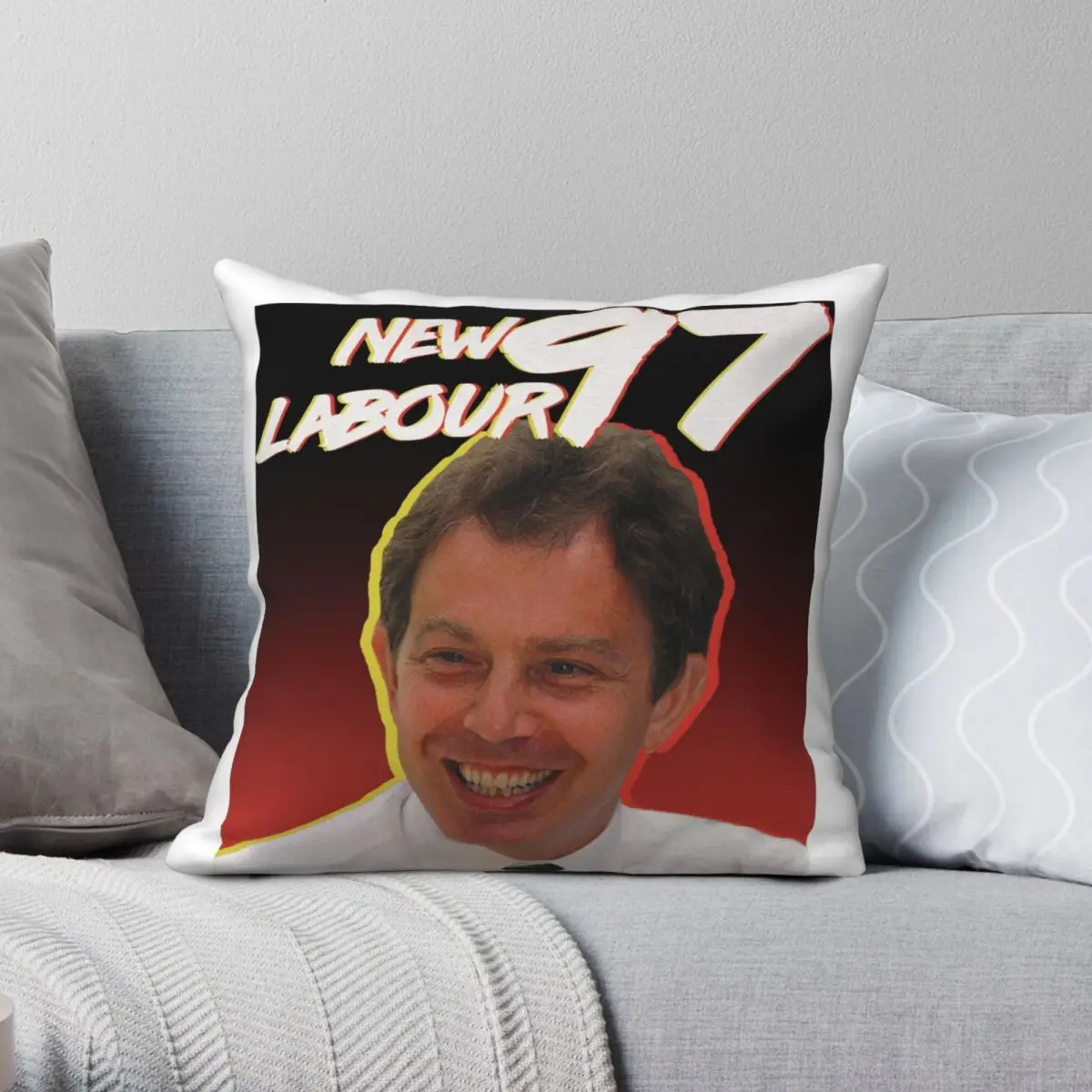 

Tony Blair 1997 Vintage Square Pillowcase Polyester Linen Velvet Creative Zip Decor Throw Pillow Case Sofa Cushion Cover