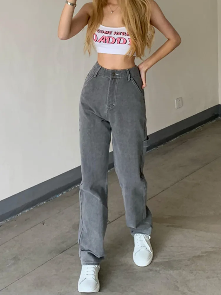 

WOMEGAGA French Solid Color High Street Stretch Denim Wide Leg Pants Spring And Summer Loose And Thin Women's Clothing W9DS