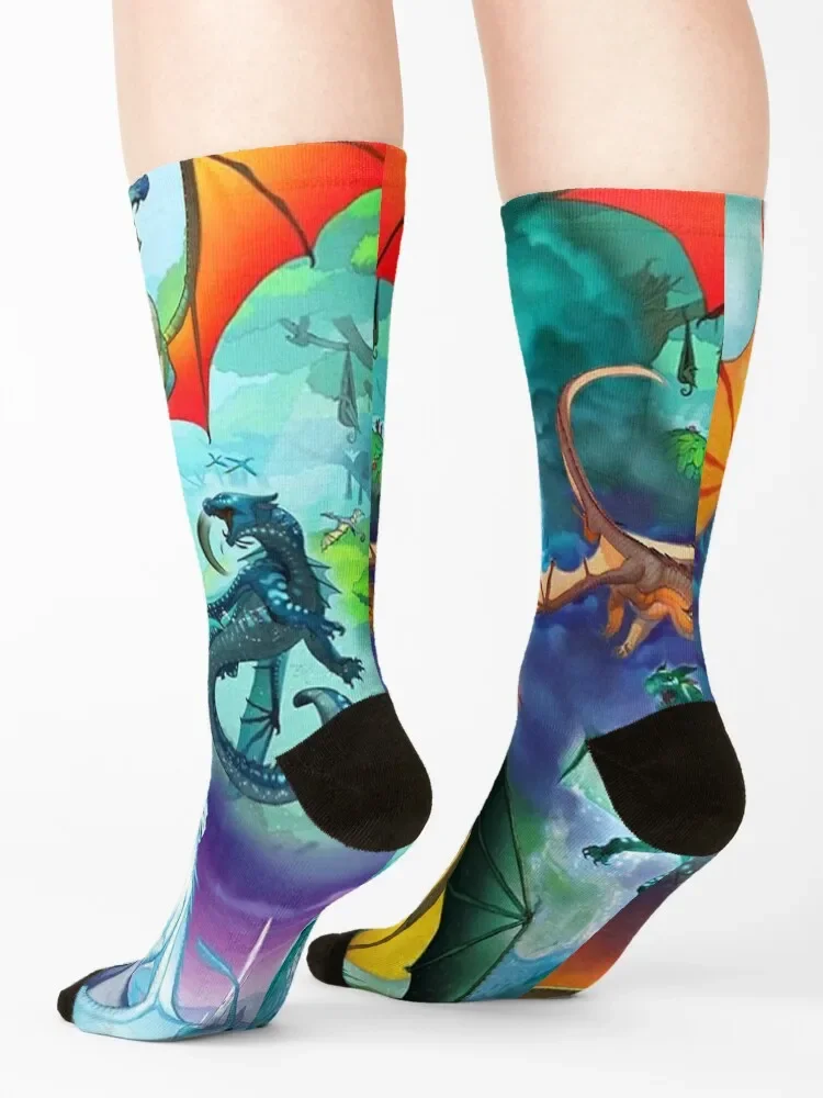 Носки хлопковые с рисунком крыла огня и дракона для мужчин женщин