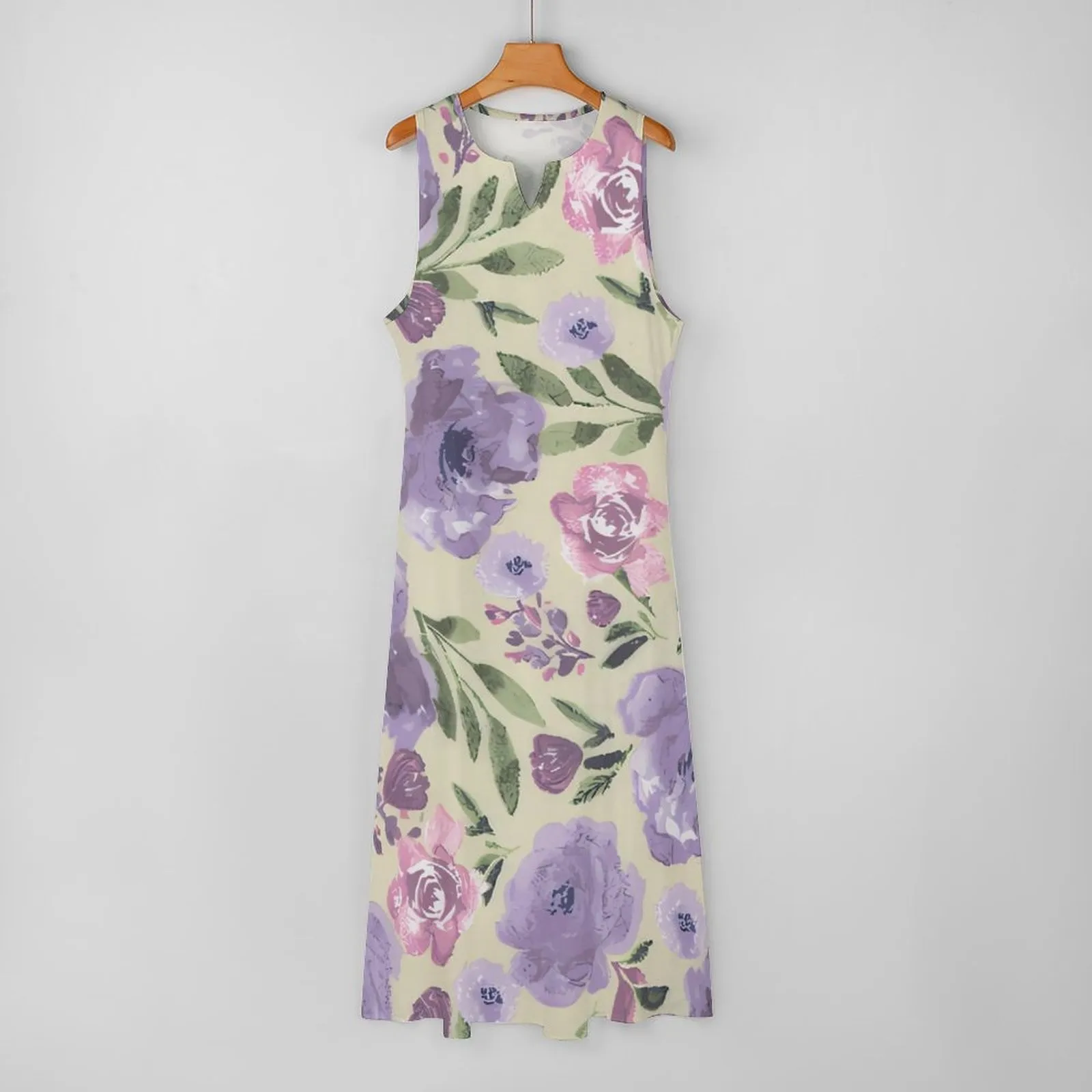 

Vintage long Dress Elegant Floral Print V-neck Dresses Sleeveless Sundress Women Summer Streetwear Dailywear Vestidos 2023