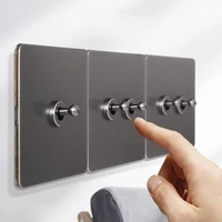 1 4 gang 2 way retro industrial style nordic minimalist wall toggle switch gray stainless steel panel wall light switch