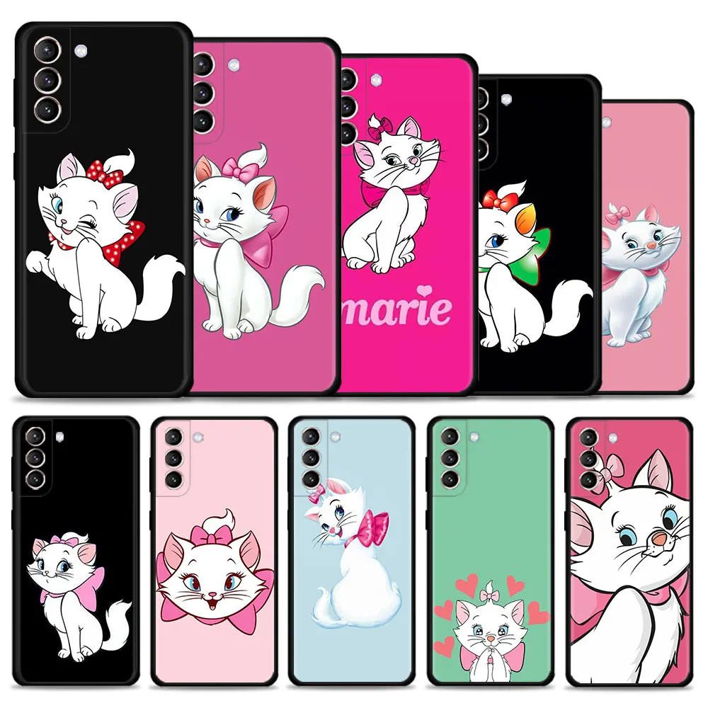 

Phone Case For Samsung S21 S20 FE S22 Ultra S10 S9 S8 Plus S10e for Galaxy Note 10Plus S21FE S20FE Coque White marie cat cartoon