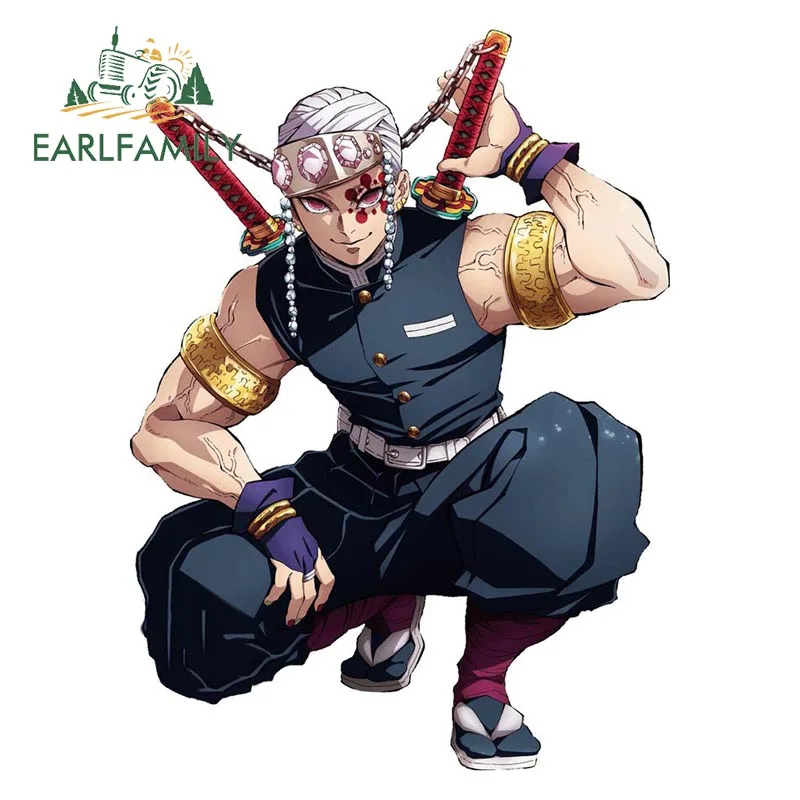 Earlfamily Ninja Uzui Tengen Car Sticker Anime Demon Slayer Two Sword Style JDM Trunk Motorcycle Helmet Decal Vinyl Wrap on.