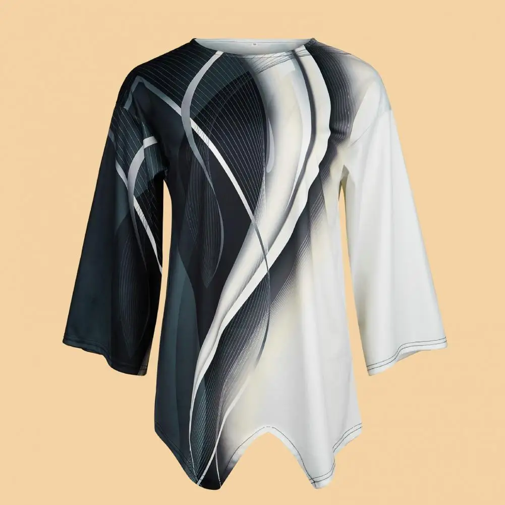 

Summer T-shirt Irregular Hem Tee Shirt Female Women 3D Print Tops
