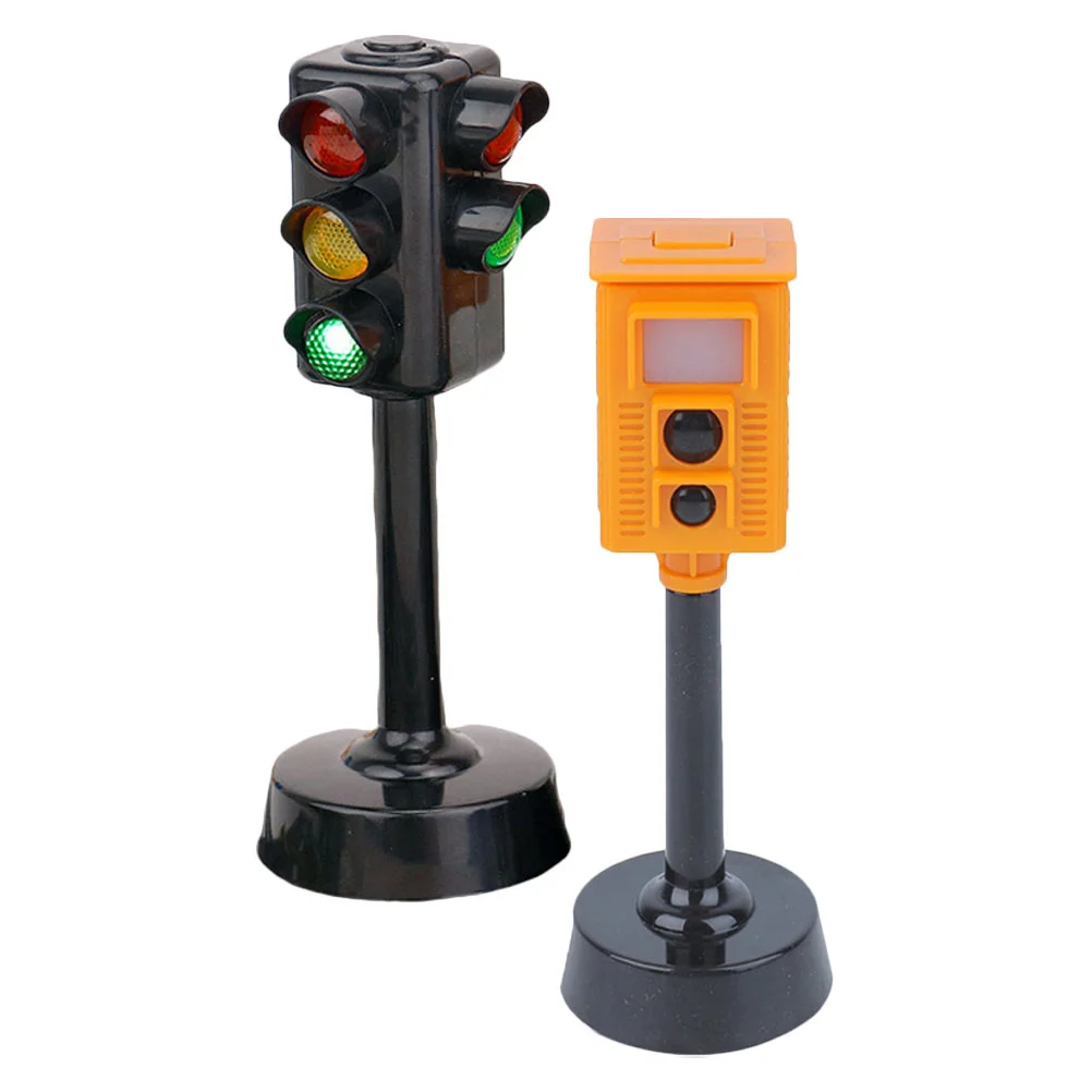 

2 Pcs Traffic Light Toy Signal Lamp Signs Toys Miniatures Puzzle Early Education Children Plastic Car Decoration