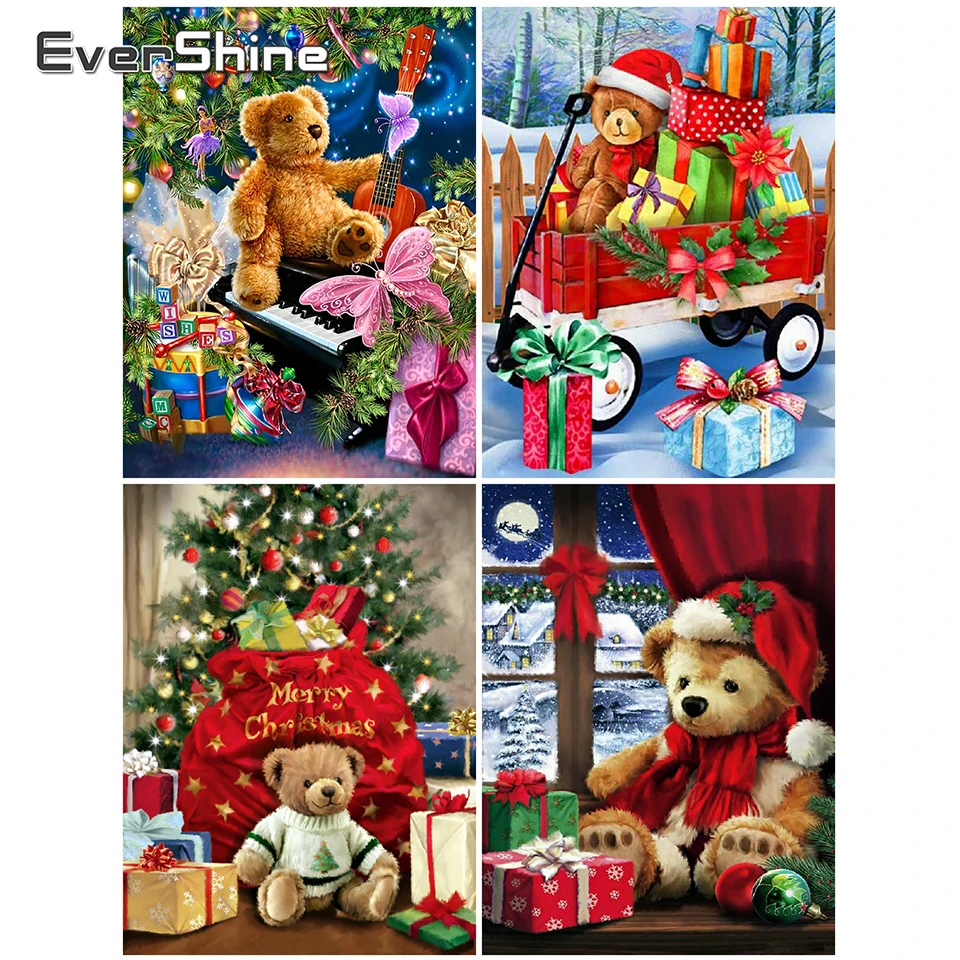 

Набор для алмазной живописи Evershine, вышивка бисером, Рождественская мозаика с медведем, мультяшное изображение, вышивка крестиком, украшение для стен