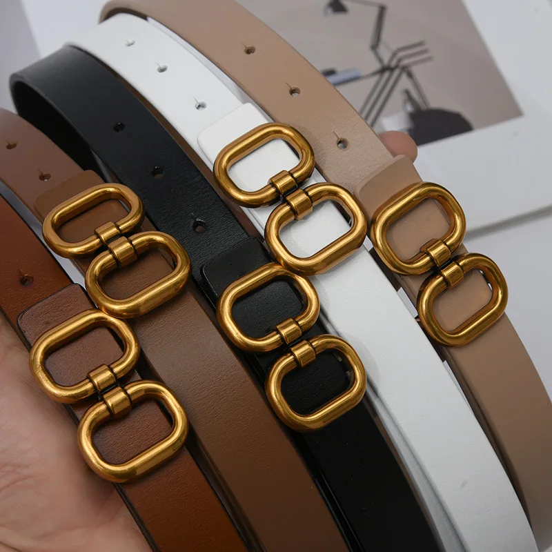 Luxury Womans Belt Cowhide Genuine Leather Fashion Ins  Wristband Jeans Strap Lady Belts for Dress High Quality Designer Belt